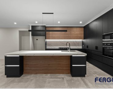 Residential Kitchen & Dining Area design showcasing a seamlessly integrated built-in cabinet & island table by Fergus Builders Residential, Industrial & Commercial real estate development Mackay