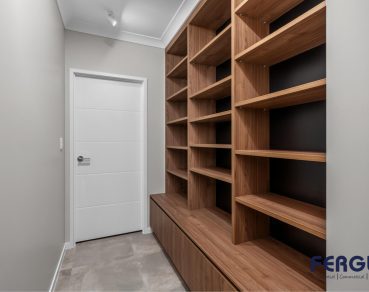 Residential Study Room with built in wooden Bookshelf Furniture design by Fergus Builders real estate development Mackay
